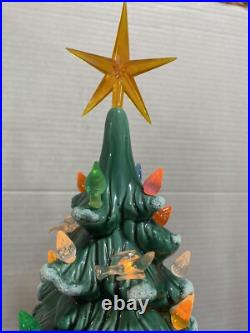 Vtg 19.5 Lighted Ceramic Christmas Tree Birds Snowy Branches Flocked COMPLETE Vtg 19.5 Lighted Ceramic Christmas Tree Birds Snowy Branches Flocked COMPLETE