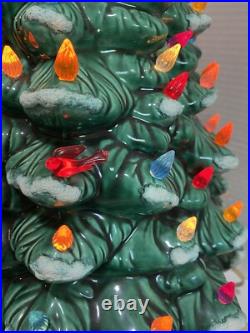 Vtg 19.5 Lighted Ceramic Christmas Tree Birds Snowy Branches Flocked COMPLETE Vtg 19.5 Lighted Ceramic Christmas Tree Birds Snowy Branches Flocked COMPLETE