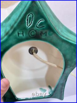 Vtg 19.5 Lighted Ceramic Christmas Tree Birds Snowy Branches Flocked COMPLETE