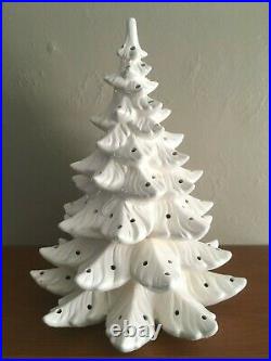 Vtg 19 Tall 16 Wide Large White Ceramic CHRISTMAS TREE Light Up Retro 1970s