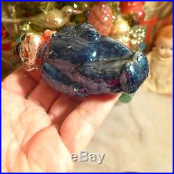 Vtg 1930's Corning Bear RARE Glass Xmas Feather Tree Ornament Figural Embossed