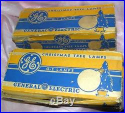 Vtg 1940 Wwii Ge 13 Round Patriotic Red Blue Xmas Tree Lights C7 Bulbs 2 Boxes