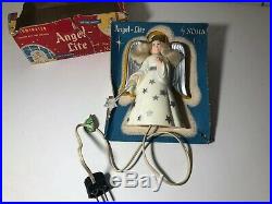 Vtg 1950 Hard Plastic Noma Christmas Tree Topper Light Angel In Original Box