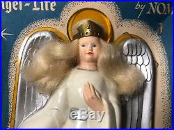 Vtg 1950 Hard Plastic Noma Christmas Tree Topper Light Angel In Original Box