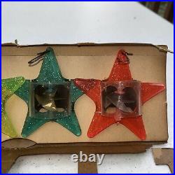Vtg 1950's Tinkle Toy Star Spinners Twinklers Christmas Tree Ornaments In Box 4