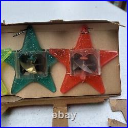 Vtg 1950's Tinkle Toy Star Spinners Twinklers Christmas Tree Ornaments In Box 4