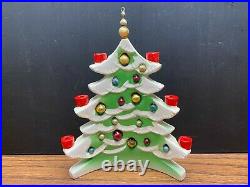 Vtg 1958 Holt Howard Porcelain Christmas Tree Candle Holder Mercury Bulbs Japan