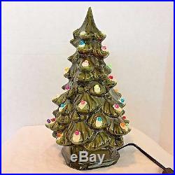 Vtg 1967 Ceramic 11.5 Christmas Tree Faceted Bulbs New Switch-In-Line Wiring