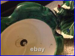 Vtg 1970's Atlantic Mold Large Green Ceramic lighted Christmas Tree 19 withsnow