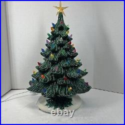 Vtg 1970's Nowell Mold Ceramic Lighted Christmas Tree 18WithStand