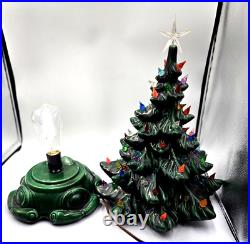 Vtg 1970s Atlantic Mold Ceramic Christmas Tree Mold Scroll Base Large Green 18