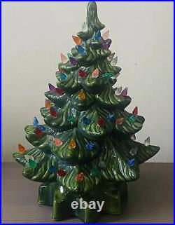 Vtg 1973 Atlantic Mold Ceramic Christmas Tree Signed Hedi Works Medium 2 Pcs 14