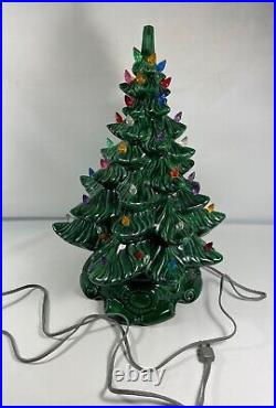 Vtg 1980's Atlantic Mold Ceramic Christmas Tree with Base! 16 READ