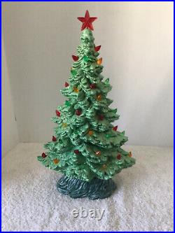 Vtg 1988 Tampa Bay Mold 17 Ceramic Slim Window Sill Mantle Green Glitter Tree