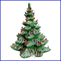Vtg 2 Piece Atlantic Mold 16 Lighted Color Ceramic Christmas Tree w Scroll Base