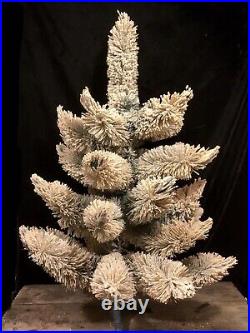 Vtg 3 Foot Tall American Pines Artificial Ivory Snowy Christmas Brush Tree w Box