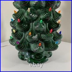 Vtg 32 Tall Atlantic Mold Painted Ceramic Green Lighted Christmas Tree 70s MCM