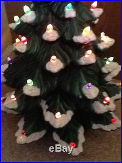 Vtg 4 PIECE ATLANTIC Mold Ceramic CHRISTMAS TREE Light Snow cap 25 green base