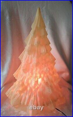 Vtg 60's Twinkle Twee White Glitter Celluloid Lighted Christmas Tree IOB