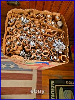 Vtg 6FT EVERGLEAM ALUMINUM POMPOM CHRISTMAS TREE W STAND w GEM ROTATING WHEEL