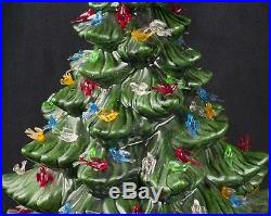 Vtg 70's Atlantic Mold 23 Ceramic Green Christmas Tree Bird Peg Light SEE VIDEO