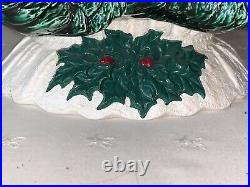 Vtg 70's Ceramic Christmas Tree 17 Lighted Bows Birds Flowers VINTAGE