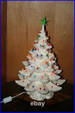Vtg 70's White Iridescent 4 Piece Ceramic Christmas Tree Atlantic Mold 22 1/2