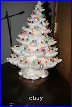 Vtg 70's White Iridescent 4 Piece Ceramic Christmas Tree Atlantic Mold 22 1/2