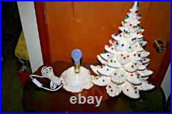 Vtg 70's White Iridescent 4 Piece Ceramic Christmas Tree Atlantic Mold 22 1/2