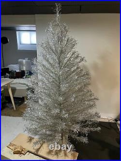 Vtg Aluminum 7 Ft Christmas Tree With Stand and Box Big & Nice! -145 Branches
