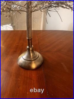 Vtg Aluminum Christmas Tree 4 Foot 41 Branches 18 Long Retro Wooden Pole