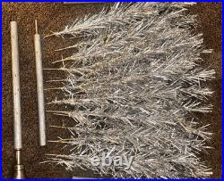 Vtg Aluminum Christmas Tree 4 Foot 41 Branches 18 Long Retro Wooden Pole Vtg Aluminum Christmas Tree 4 Foot 41 Branches 18 Long Retro Wooden Pole