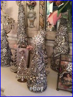 Vtg Antique Rhinestone Tree frame OOAK Hand Made Christmas Tree 9.5 11.5