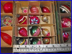 Vtg Antique Unsilvered Glass Pink Shiny Brite Christmas Tree Ornament Bulb Lot