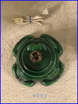 Vtg Atlantic Mold 17.5 Green Glazed 2pc Ceramic Tree Scroll Base Pin Pegs Star