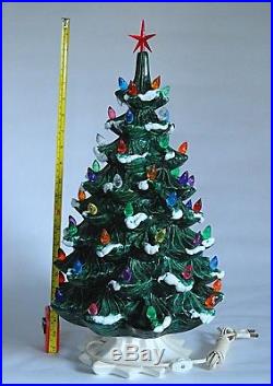 Vtg Atlantic Mold 21 Flocked Snow Ceramic Christmas Tree Extra Large Bulbs