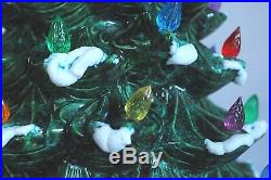 Vtg Atlantic Mold 21 Flocked Snow Ceramic Christmas Tree Extra Large Bulbs