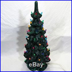 Vtg Atlantic Mold Ceramic Christmas Green Tree 24 Tall With Base Included