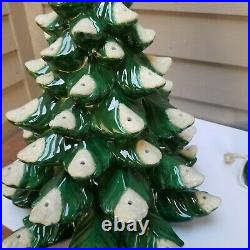 Vtg Atlantic Mold Ceramic Christmas Tree Snow Tip Limbs 21 tall 4 Piece glued