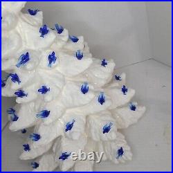 Vtg Atlantic Mold Ceramic White Christmas Tree Bird Butterfly Blue Lights 20