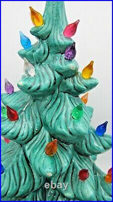 Vtg Atlantic Mold Christmas Tree Green Ceramic Light Up Illuminated 16 Working