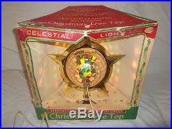 Vtg BRADFORD CELESTIAL STAR SPINNING MOTION CHRISTMAS TREE TOPPER & ORIGINAL BOX