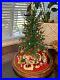 Vtg Beaded Christmas Tree Under Glass Dome Cloche Ornaments Toys & Music