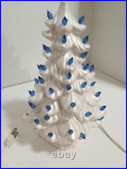 Vtg Bissett Holland Christmas Tree Ceramic Mold Light Up Base White Branded READ