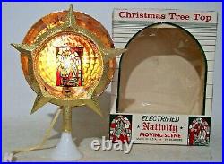 Vtg Bradford Celestial Star Light Christmas Tree Topper Moving Nativity with Box