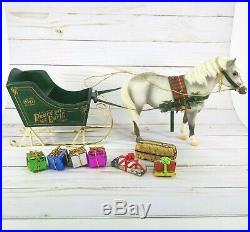 Vtg Breyer 2001 Jingles The Holiday Pony w Horse Sleigh, Christmas Tree & Gifts