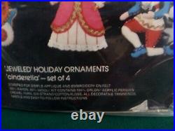 Vtg Bucilla CINDERELLA Jeweled Felt Applique Xmas Holiday Tree Ornament Kit 3584