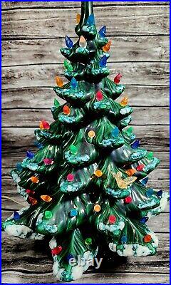 Vtg Ceramic Atlantic Mold Flocked Christmas Tree 20 1974 Scroll Base
