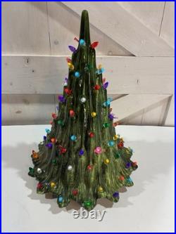 Vtg Ceramic Christmas Lava Style Tree 20 Extra Bulbs No Base Light Read