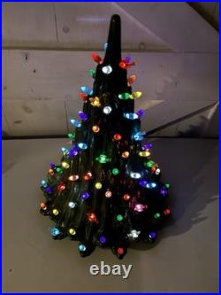 Vtg Ceramic Christmas Lava Style Tree 20 Extra Bulbs No Base Light Read